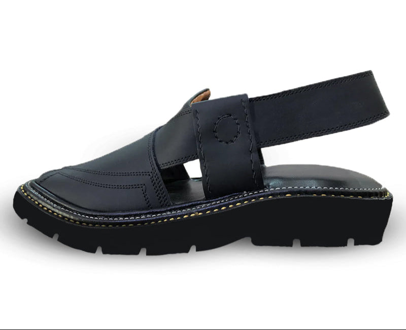 Special Vibram Charsadda Handmade Peshwari Black Chappal 👑