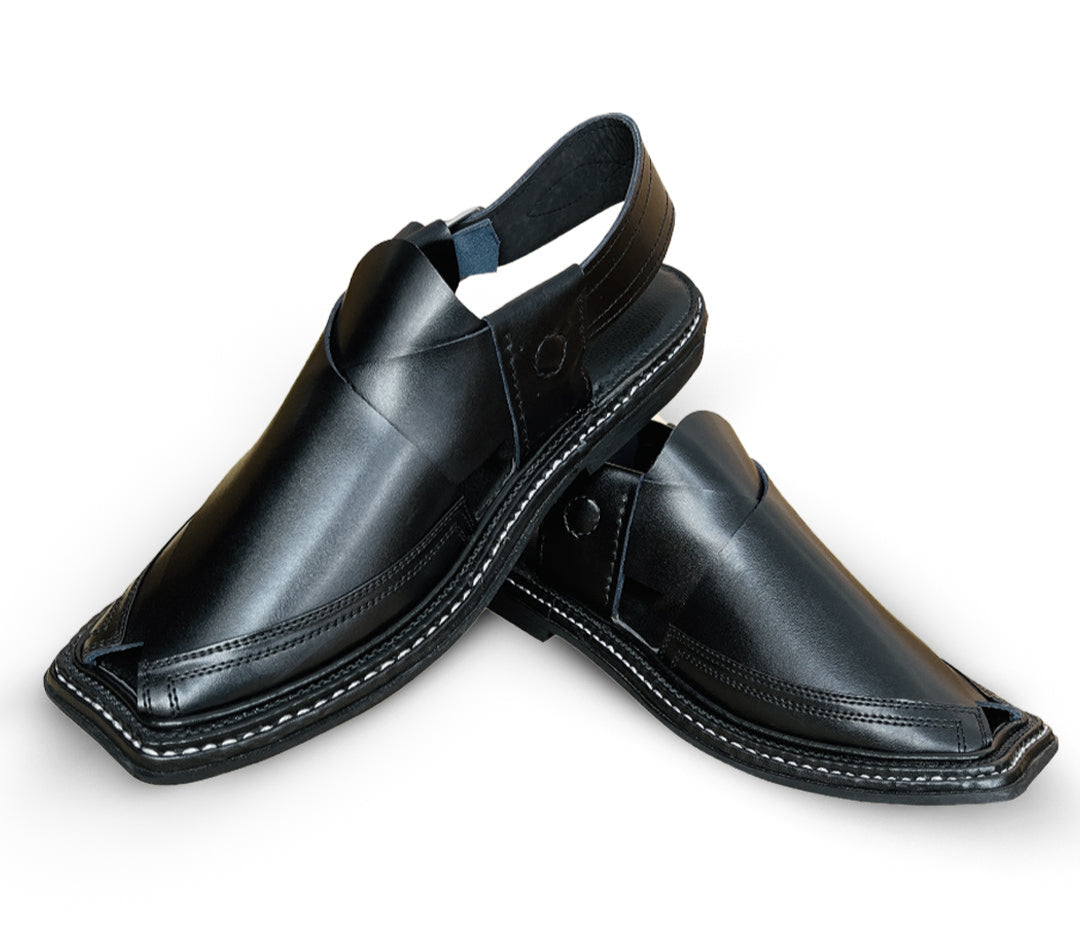 Triple Gear BlackTriple Gear Handmade Peshwari Black Chappal 👑