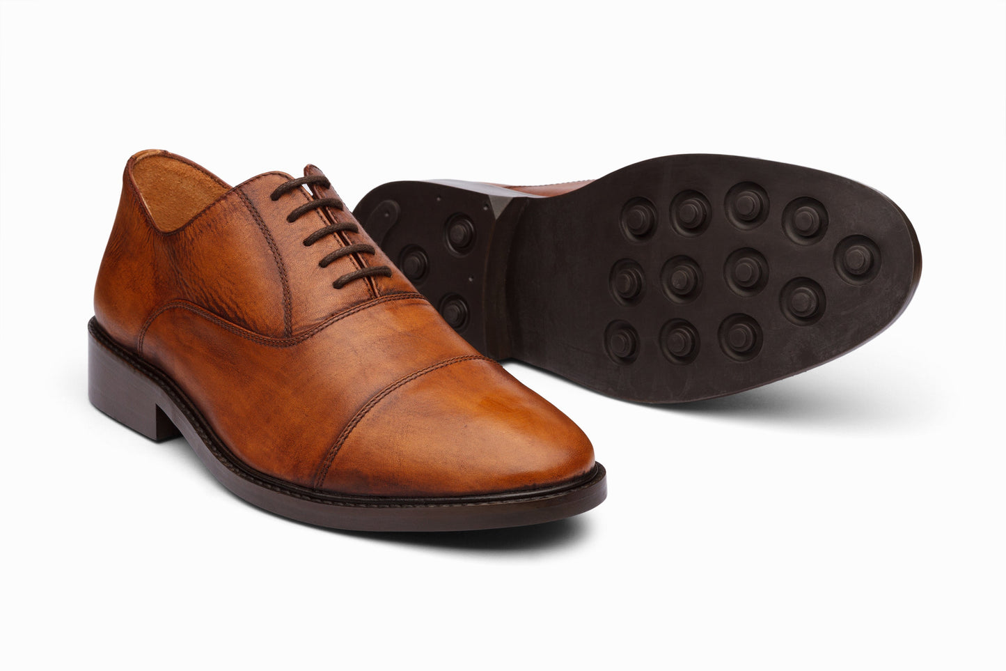 Cap Toe Oxford -  Distressed Tan Patina