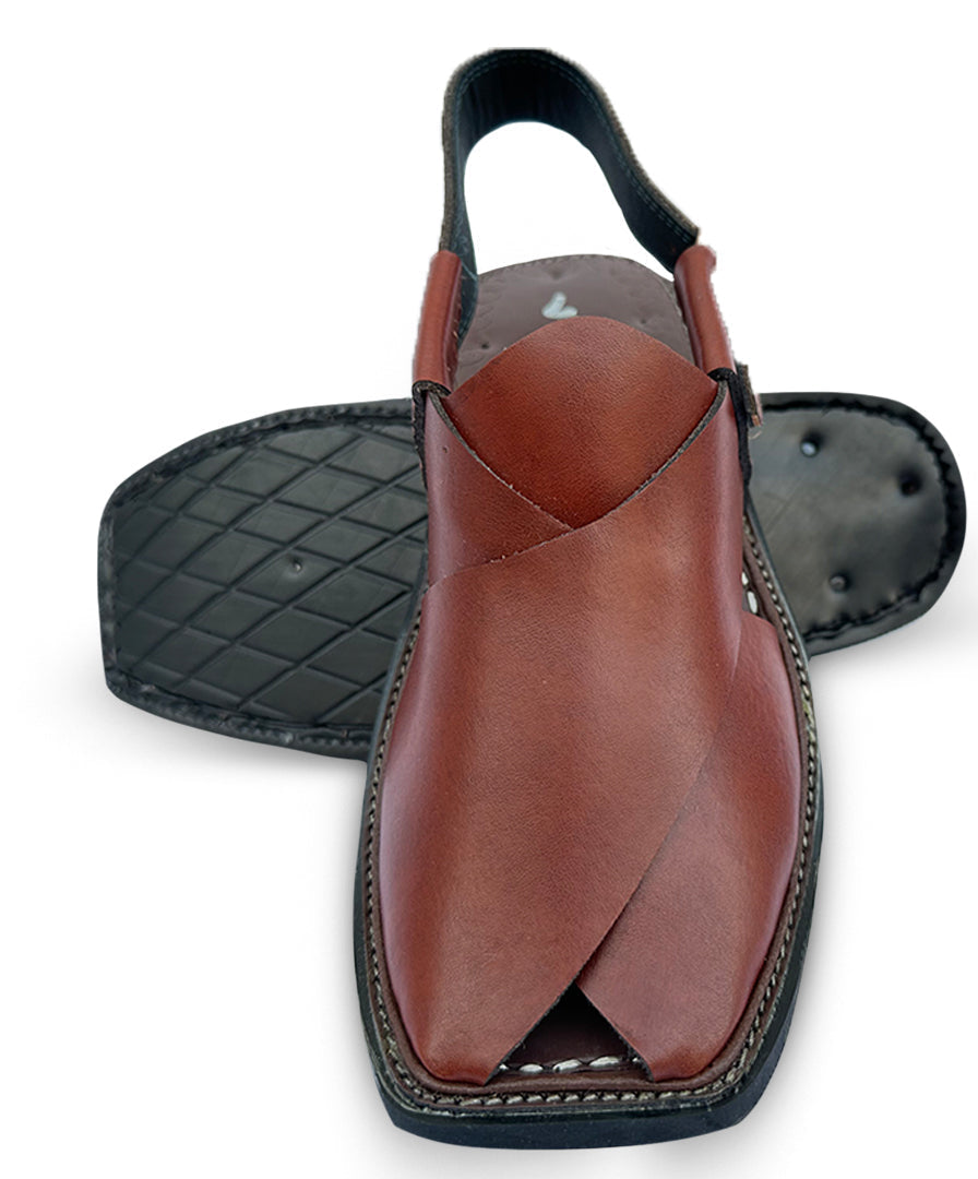 Simple Charsadda Handmade Peshwari Brown Chappal 👑
