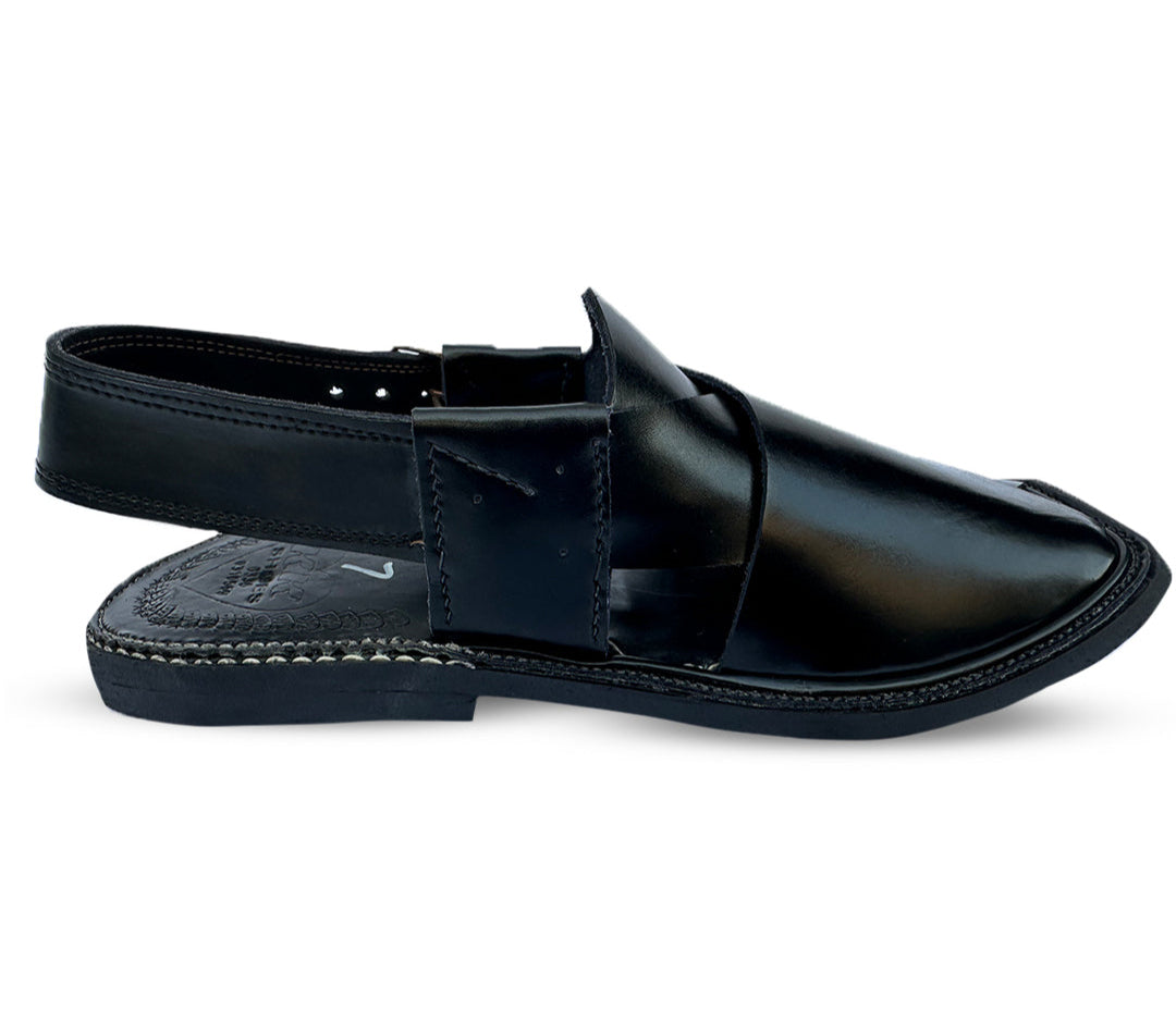 Simple Charsadda Handmade Peshwari Black Chappal 👑