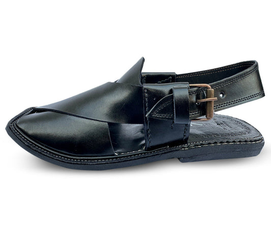 Simple Charsadda Handmade Peshwari Black Chappal 👑