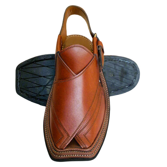 Triple Gear Handmade Peshwari Brown Chappal 👑