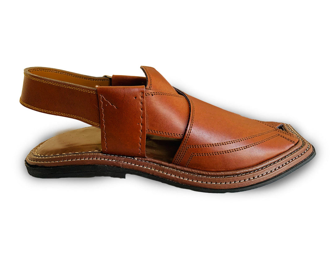 Triple Gear Handmade Peshwari Brown Chappal 👑