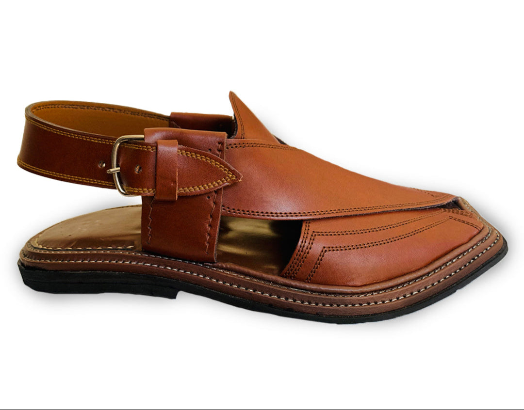 Triple Gear Handmade Peshwari Brown Chappal 👑