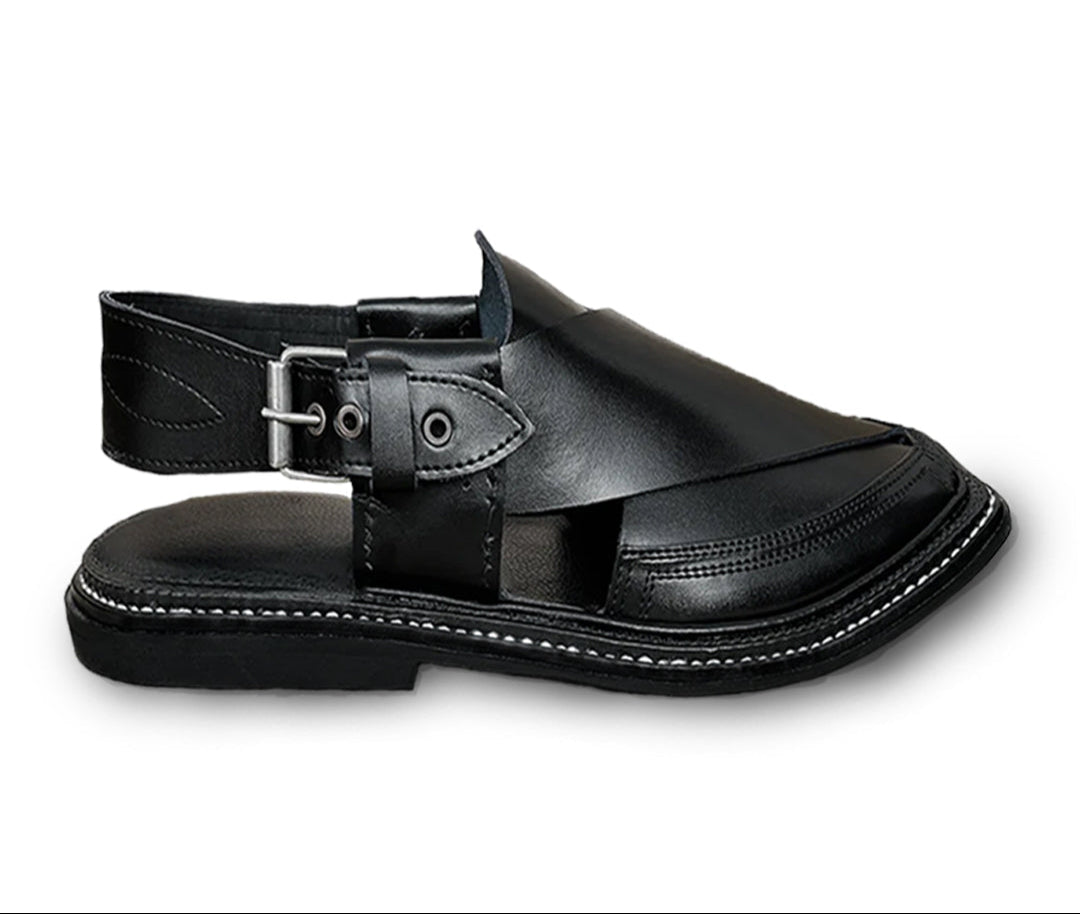 Triple Gear BlackTriple Gear Handmade Peshwari Black Chappal 👑