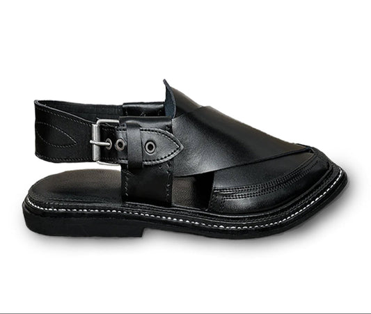 Triple Gear BlackTriple Gear Handmade Peshwari Black Chappal 👑