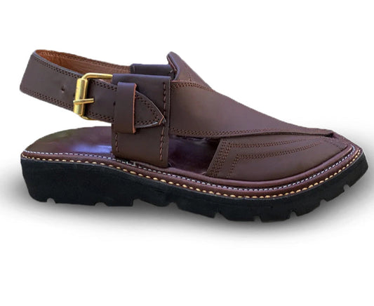 Special Vibram Charsadda Handmade Peshwari Dark Brown Chappal 👑