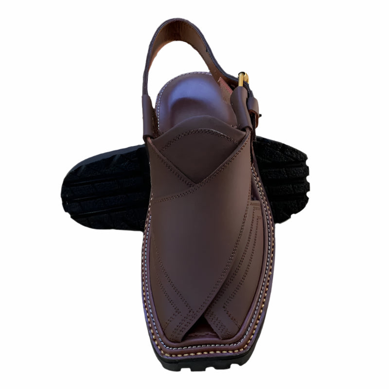 Special Vibram Charsadda Handmade Peshwari Dark Brown Chappal 👑