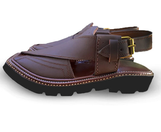 Special Vibram Charsadda Handmade Peshwari Dark Brown Chappal 👑