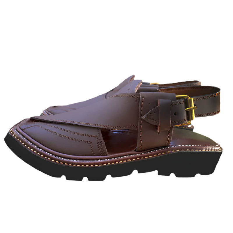 Special Vibram Charsadda Handmade Peshwari Dark Brown Chappal 👑