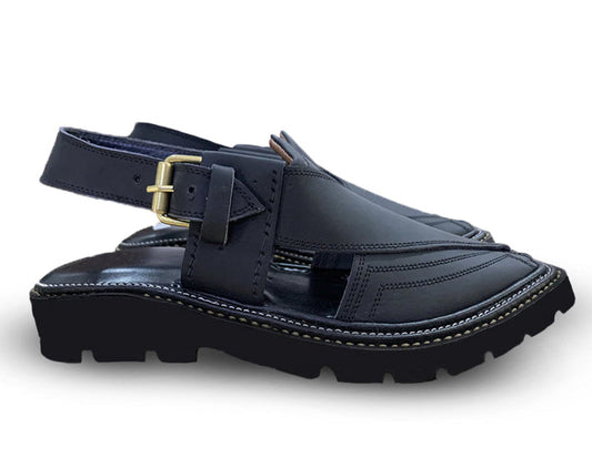 Special Vibram Charsadda Handmade Peshwari Black Chappal 👑
