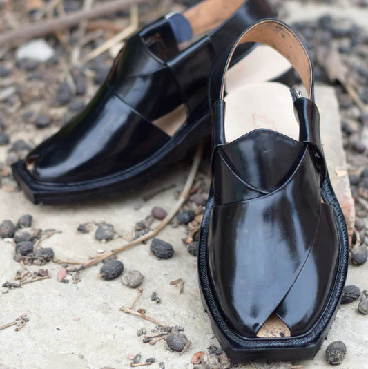 Plain Black Norozi Chappal Traditional Peshawari Design, (Copy)